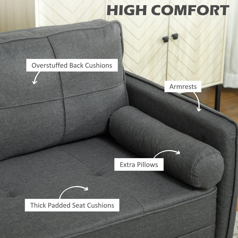 56" 2-Seater Loveseat Sofa with Pillows - Dark Grey