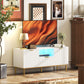 Modern TV Console for TVs up to 50 Inch, Entertainment Center with Smart RGB LED Lights and Soft Close Doors, White
