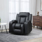 Swivel Massage Recliner Chair Rocker, Overstuffed Manual Reclining Sofa, PU Leather Rocking Chair with Side Pockets, Cup Holders, for Living Room, Nursery, Black