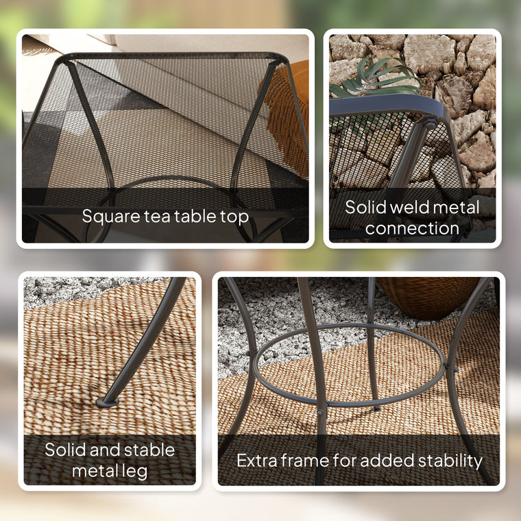 23.6" Square Metal Bistro Table