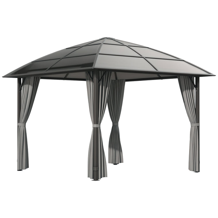 10' x 10' Dark Grey Hardtop Gazebo with Polycarbonate Roof