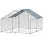Metal Chicken Coop, 9.8 x 11.2 FT Walk-in Chicken Run with Cover, Lockable Door, Outdoor Poultry Cage for 10-15 Chickens