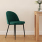 Set of 2 Mid-Back Dining Chair, Mid-Back Velvet-touch Upholstery Kitchen Chair for Living Room Dining Room, Green