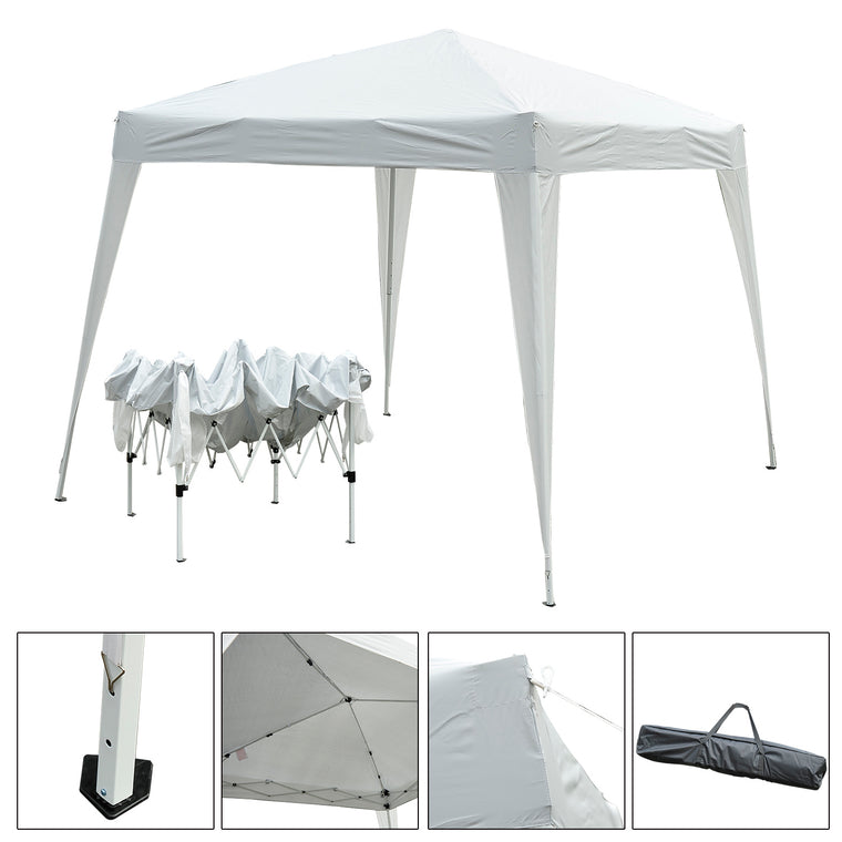 10' x 10' White Folding Pop-Up Garden Gazebo with Carry Bag