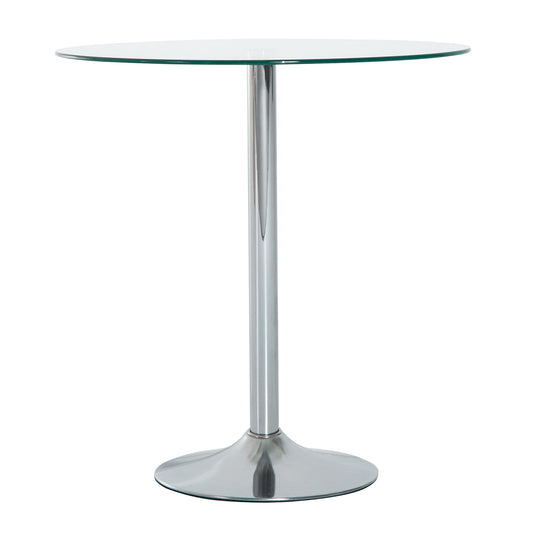 Round Glass-Top Pub Table - Silver