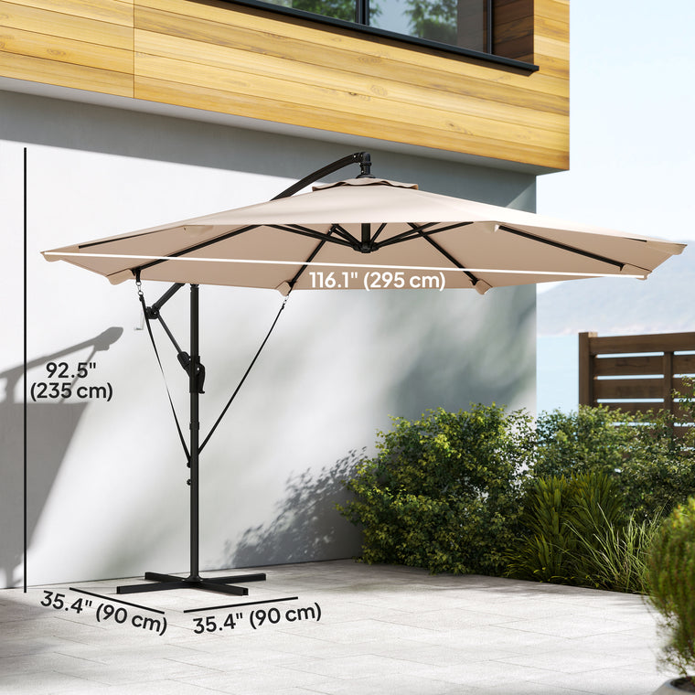 10' Khaki Cantilever Patio Umbrella with 8 Ribs & Cover