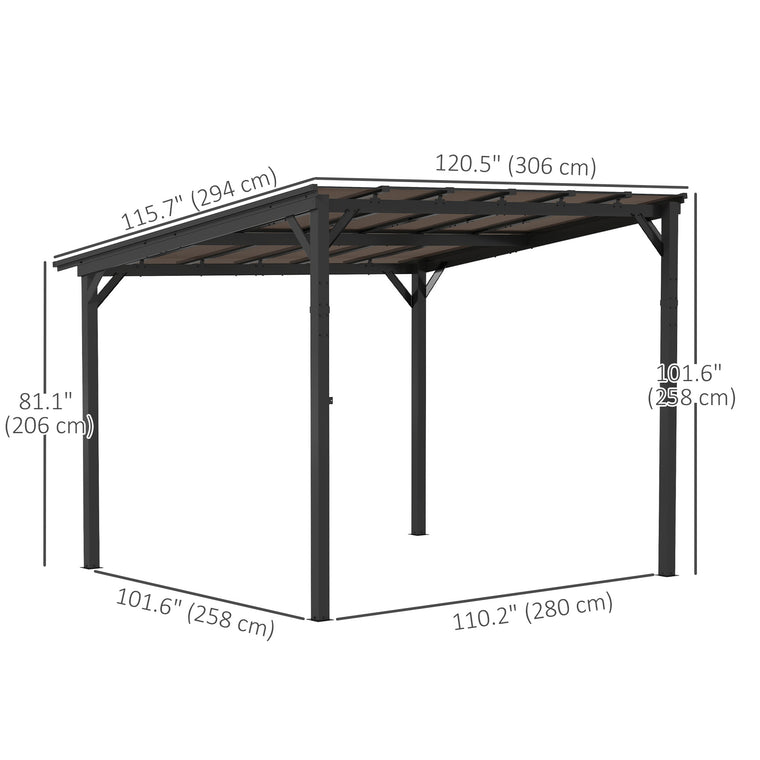 Hardtop Wall-Mounted Pergola with Polycarbonate Roof