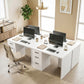 Computer Desk with 3 Drawers, 47" Home Office Desk with Adjustable Hanging Rails for Letter A4 Files, White