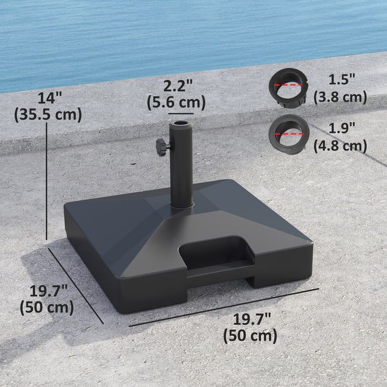 Black Plastic Square Umbrella Base with Wheels, Up to 73lb