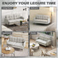 55" Loveseat Sofa, Linen Love Seat w/ S spring, Steel Legs and Button Tufting, Small Couch for Living Room, Cream White