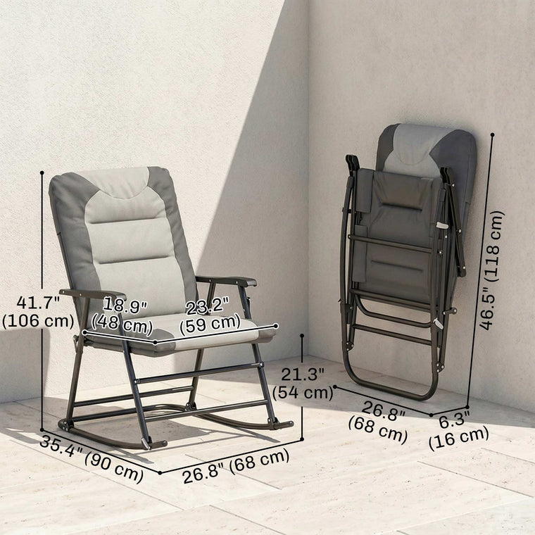 2-Piece Folding Padded Rocking Chair Set with Armrest