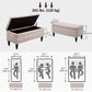 Storage Ottoman, Linen Fabric End of Bed Bench with Soft Close Lid, Button Tufted Storage Bench for Living Room, Entryway or Bedroom, 42" x 17" x 19", Beige