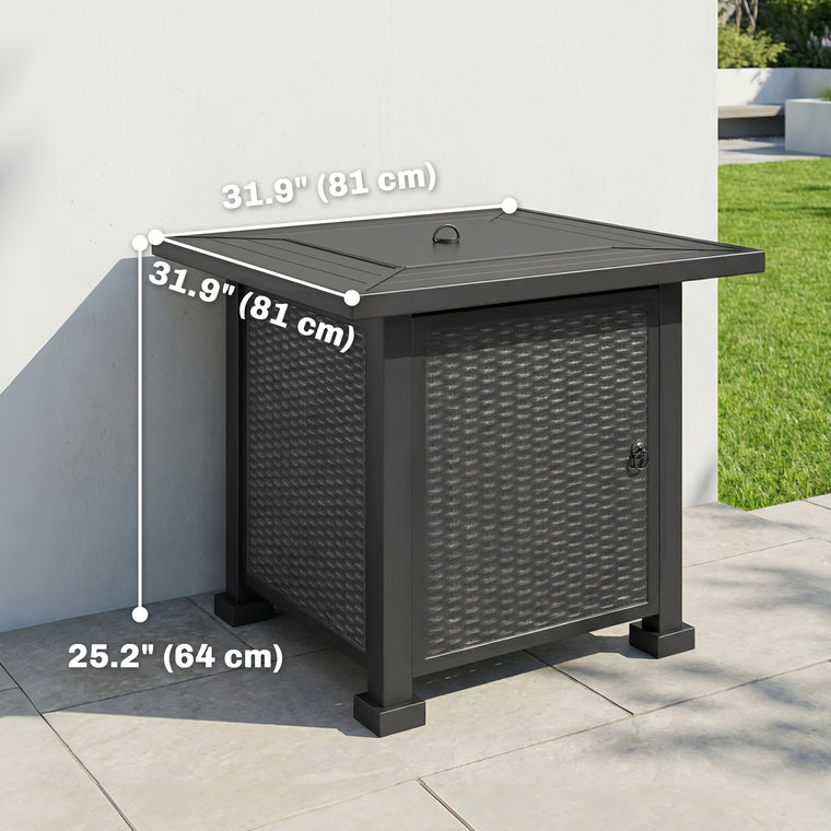 32" Propane Fire Pit Table with Wind Guard and Lid