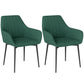 Dining Chairs Set of 2, Upholstered Linen Fabric Accent Chairs with Metal Legs, Dark Green