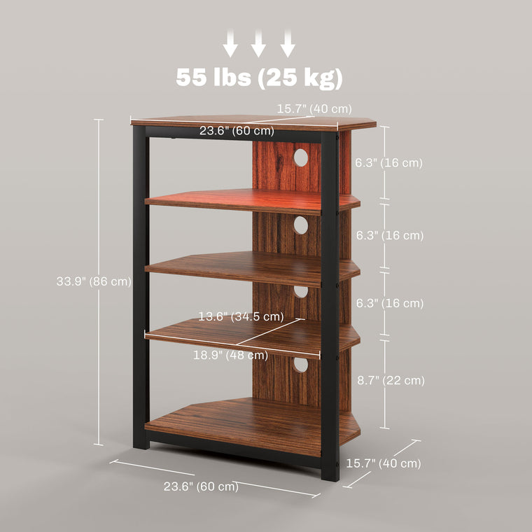 29" TV Stand with 4-Tier Shelves and LED Lights