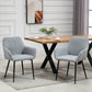 Dining Chairs Set of 2, Upholstered Linen Fabric Accent Chairs with Metal Legs, Light Grey