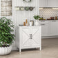 Sideboard Buffet, Kitchen Storage Cabinet with Barn Door and Adjustable Shelves, Storage Pantry, White Wood Grain