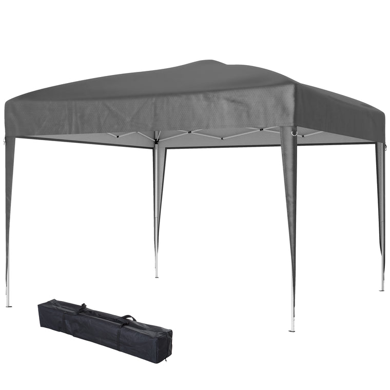 10' x 10' Grey Folding Pop-Up Canopy Tent with Carrying Bag