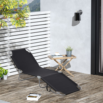 Black Folding Chaise Lounge with Mesh Fabric
