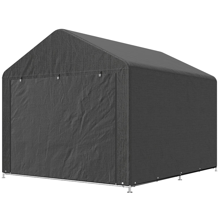 6.6' x 7.8' Galvanized Steel Bike Shed with Roll-Up Door