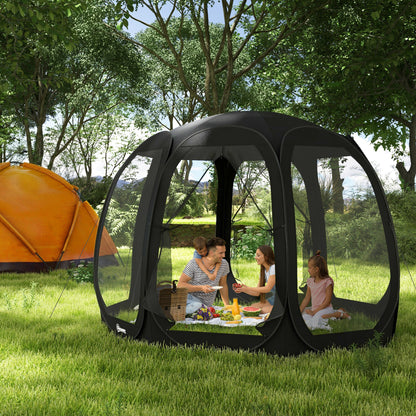 11' x 11.5' Black Pop Up Screen Tent Gazebo with 2 Doors