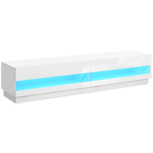 Lighted TV Stand with Storage for TVs up to 75" - High Gloss White