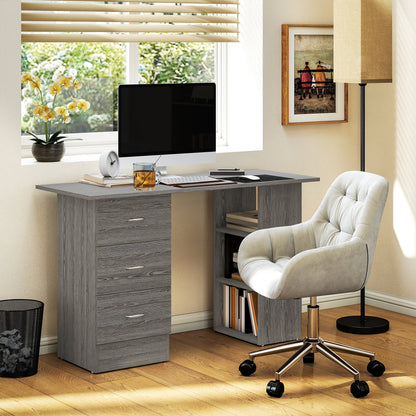 47" Computer Desk with 3-Tier Shelves - Grey