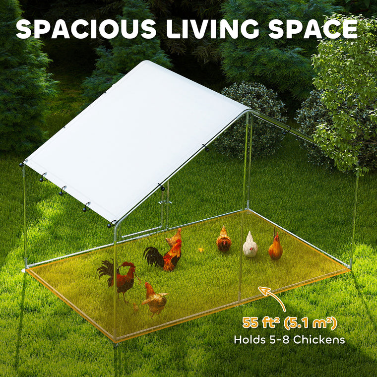 9.8' x 11.2' Metal Chicken Coop with Cover & Lockable Door