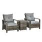 3 Pieces Wicker Patio Furniture Set, Rattan Bistro Set with Storage Coffee Table and Thickened Cushions, Outdoor Conversation Set for Garden, Porch, Balcony, Beige