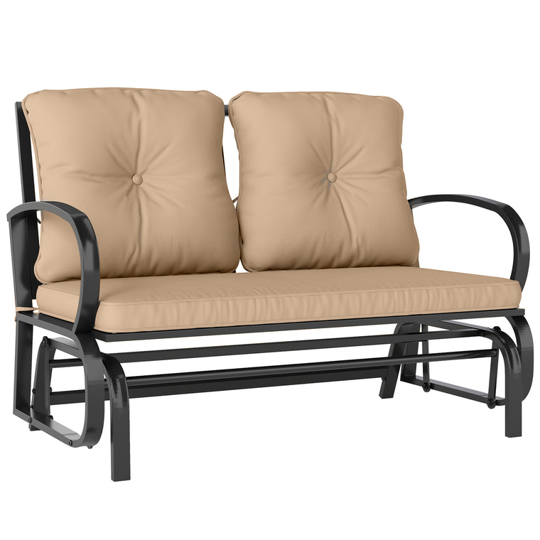2-Person Glider Loveseat with Steel Frame and Cushions