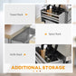 Stainless Steel Kitchen Island with Storage and Stainless Steel Top, Kitchen Trolley with Drawers, Cabinets, Towel Rack, Grey