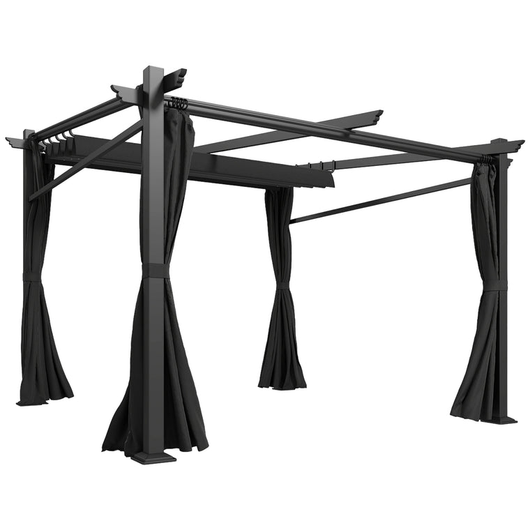 Metal Pergola with Sliding Retractable Roof Canopy