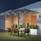 173" Double-Sided Sun Umbrella Garden Parasol Patio Sun Shade Outdoor with LED Solar Light, No Base Included, Dark Gre