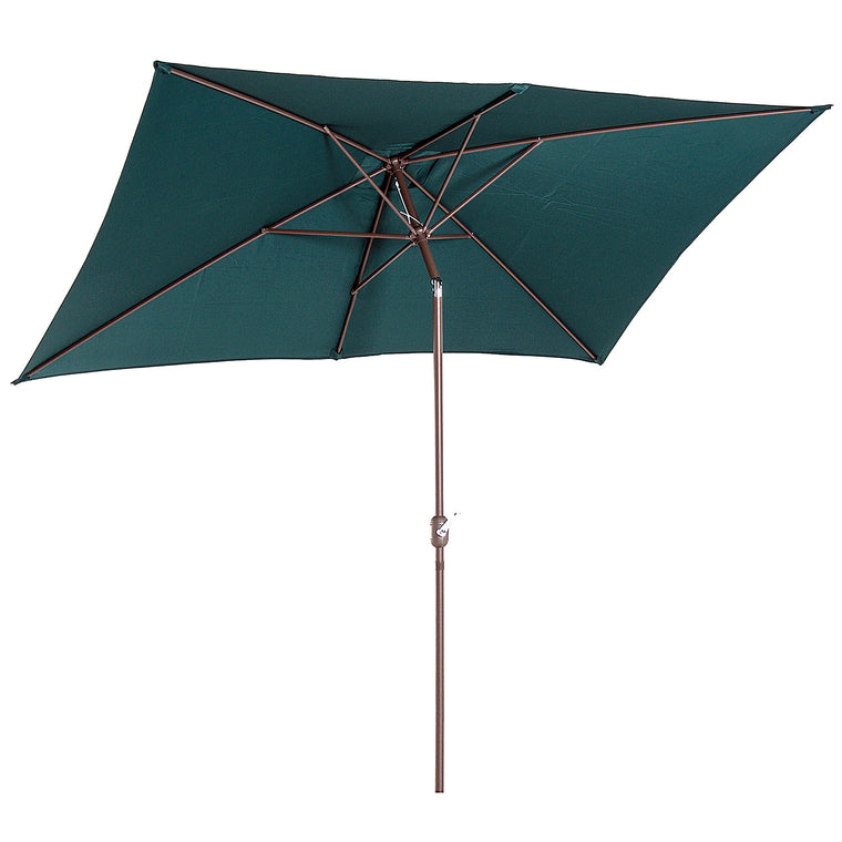 6.5x10ft Green Aluminum Tilt Umbrella with Crank