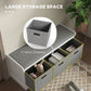 Shoe Storage Bench with Seat, Entryway Bench Seat with Cushion, 3 Fabric Drawers for Hallway, White