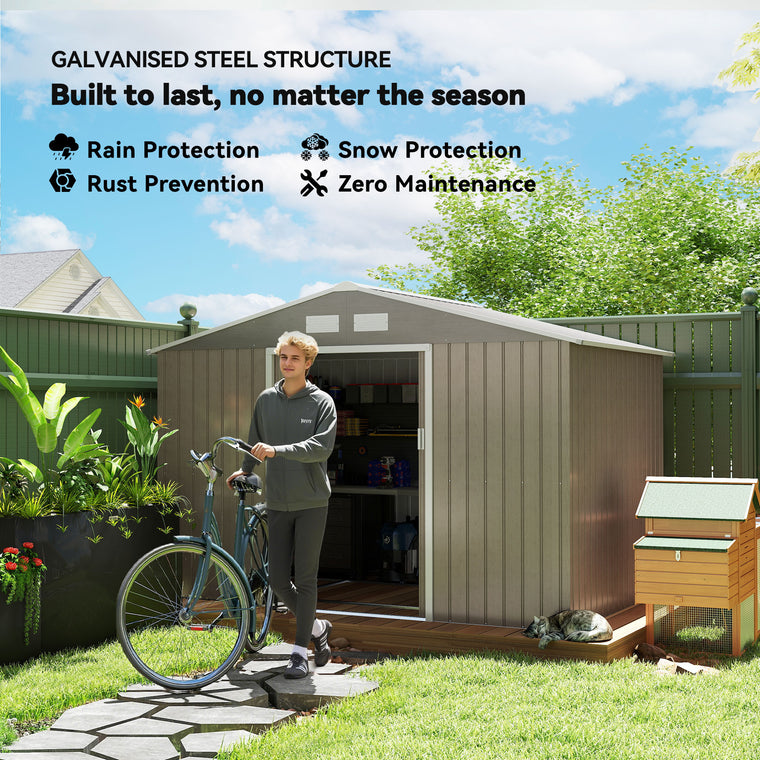 9.1' x 6.4' x 6.3' Metal Storage Shed with Double Doors