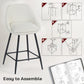 26" Counter Height Barstools Set of 2, Upholstered Swivel Bar Stools with Backrests and Armrests, Cream White