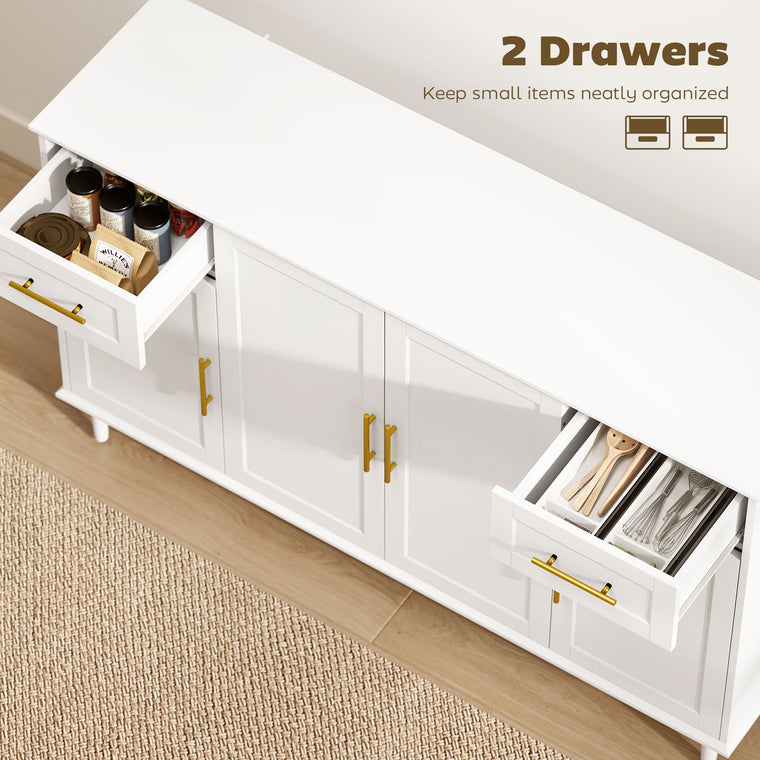 55" Buffet Cabinet with Soft-Close Doors and Drawers - White