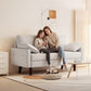 3 Seater Sofa, Velvet Upholstered Couch with Spring Cushions, Rubber Wood Legs and 2 Pillows, Cream White
