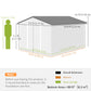9' x 10.6' Garden Storage Shed w/ Foundation Kit Metal Tool Storage House w/ Double Doors Brown