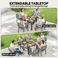 7 Pieces Outdoor Dining Set, Aluminum Patio Table and Chairs Set for 6 with Extendable Tabletop and Stackable Chairs