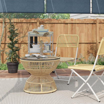 Rattan Coffee Table with Tempered Glass Top