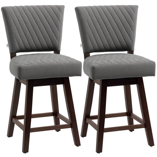 Swivel Counter Height Bar Stools Set of 2 - Dark Grey