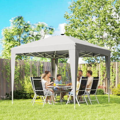 10' x 10' Light Grey Pop-Up Canopy Tent with Light & Remote