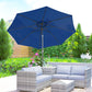 10' x 8' Round Market Umbrella, Patio Umbrella with Crank Handle and Tilt, Outdoor Parasol for Garden, Blue