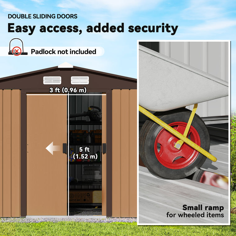 9.1' x 6.4' x 6.3' Storage Shed with Double Doors and Foundation