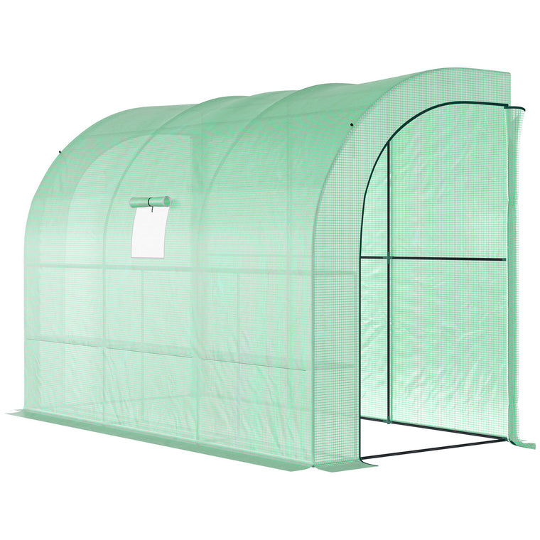 10' x 5' x 7' Green Lean-To Greenhouse with PE Cover