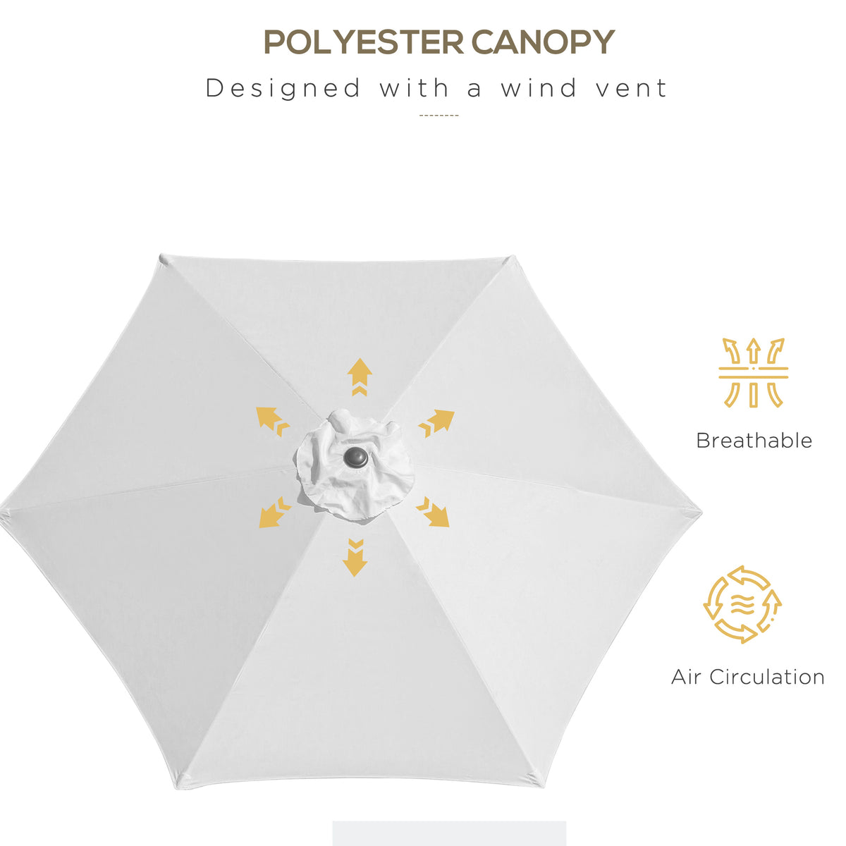 8.5' Cream White Round Aluminum Parasol with Crank Handle