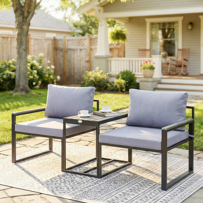 Bistro Set with 2 Chairs and Side Table