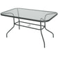 Metal Garden Dining Table with Umbrella Hole, Outdoor Patio Table with Tempered Glass Top, 55" x 31.5"
